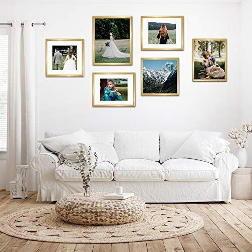 upsimples 11x14 Picture Frame Set of 5, Display Pictures 8x10 with Mat or 11x14 Without Mat, Wall Gallery Photo Frames, Black