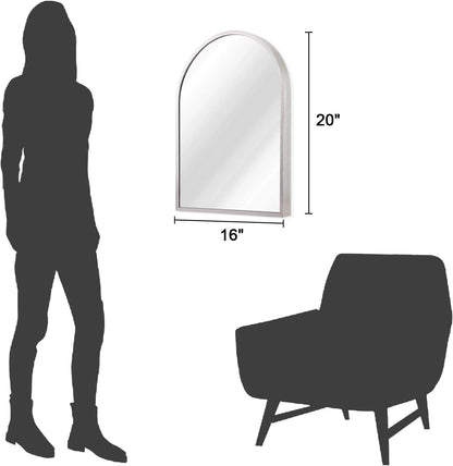 Black Arched Wall Mirror Aluminum Alloy Frame Bathroom Mirror Brushed Metal Vanity Wall Mounted Mirror for LivingRoom Bedroom Entryway Room Home Decor 16"x12"