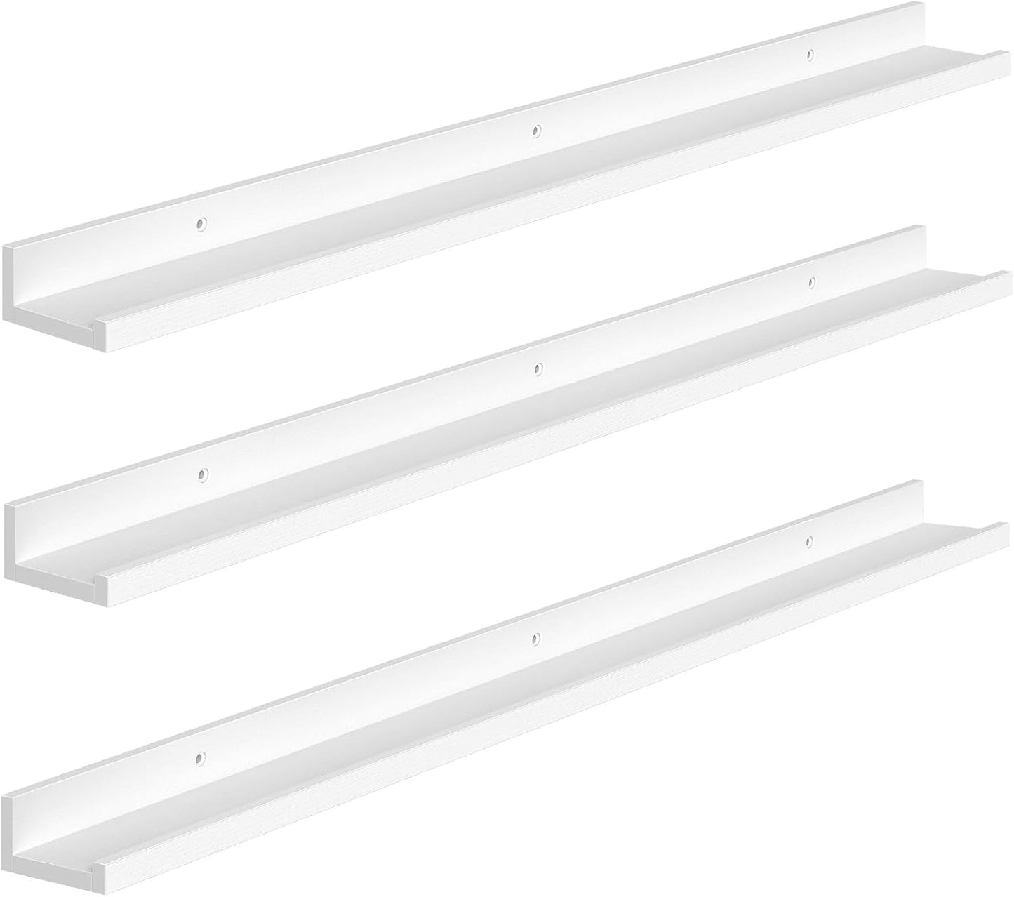 HOOBRO Floating Shelves, Wall Shelf Set of 3, 35.4 Inches Hanging Shelf with Raised Edge and Invisible Brackets, for Bathroom, Bedroom, Kitchen, Office, Living Room Decor, Rustic Brown BF90BJ01