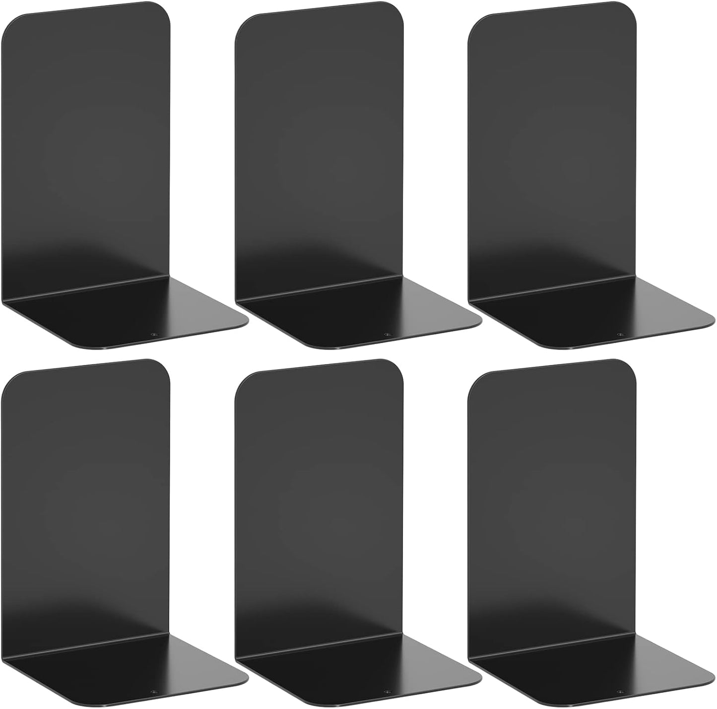 VFINE Bookends 4 Pairs, Black Metal Book Ends, Bookends for Shelves, Book Stopper for Heavy Books, Book Dividers for Home Office School Supplies