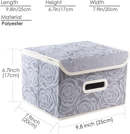 PRANDOM Larger Collapsible Storage Bin with Lid [1-Pack] Fabric Decorative Storage Box Cube Organizer Container Baskes with Handles Divider for Bedroom Closet Living Room Pink 17.7x11.8x11.8 Inch