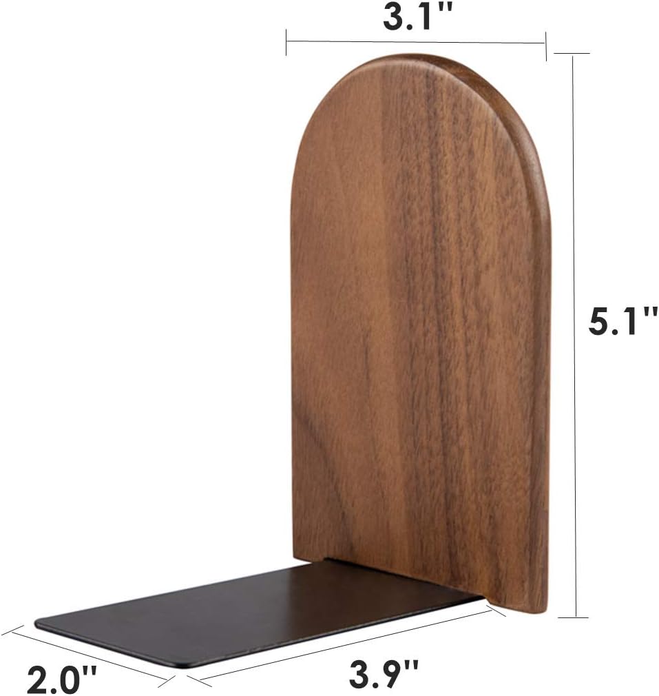 Pandapark Wood,Non-Skid Bookend for Shelves,Heavy Duty,Book Stand for CDs,1 Pair