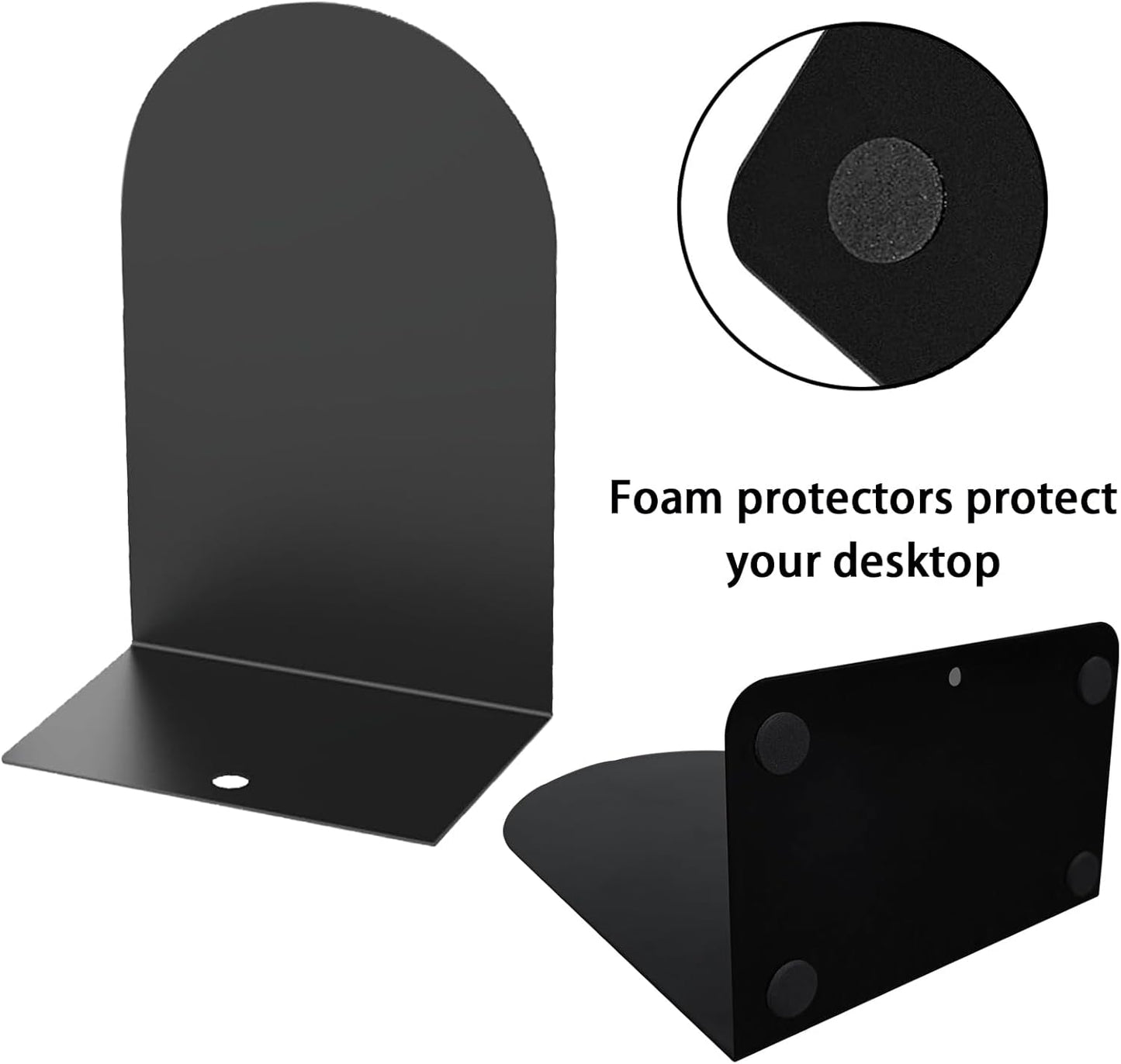 MerryNine Metal Book Ends, 2 Pack Black Bookends for Shelves, Book Holder for Heavy Books, Book End for Kids Books, Decoration Bookend for Home Office