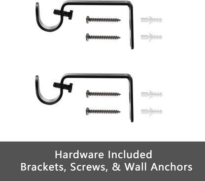 GXOACKJ Curtain Rods for windows 32-48 inch, 5/8 inch Decorative Curtain Rod Set, Matte Black Splicing Heavy Duty Metal Curtain Rod with Brackets