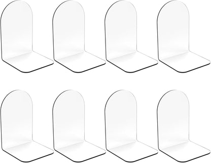 MerryNine Clear Book Ends 2pcs, Acrylic Bookends for Shelves, Non-Slip Bookend Decorative for Heavy Duty Book, Books Holder Stopper for Kids, Bookshelf Dividers Books Organizer for Office Home School