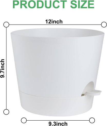 YNNICO Indoor Self Watering Planters with Drainage Holes and Saucers, 8, 7, 6.5, 6, 5.5, 5 Inches, Black, 6 Pots