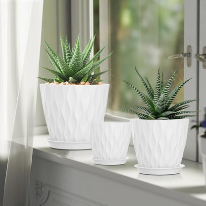 4 Inch Plant Pots, 6 Pack Indoor Flower Pots, Planters with Drainage Holes and Trays for Orchids, Violets, Succulents, Herbs, and Other Plants,Corolful