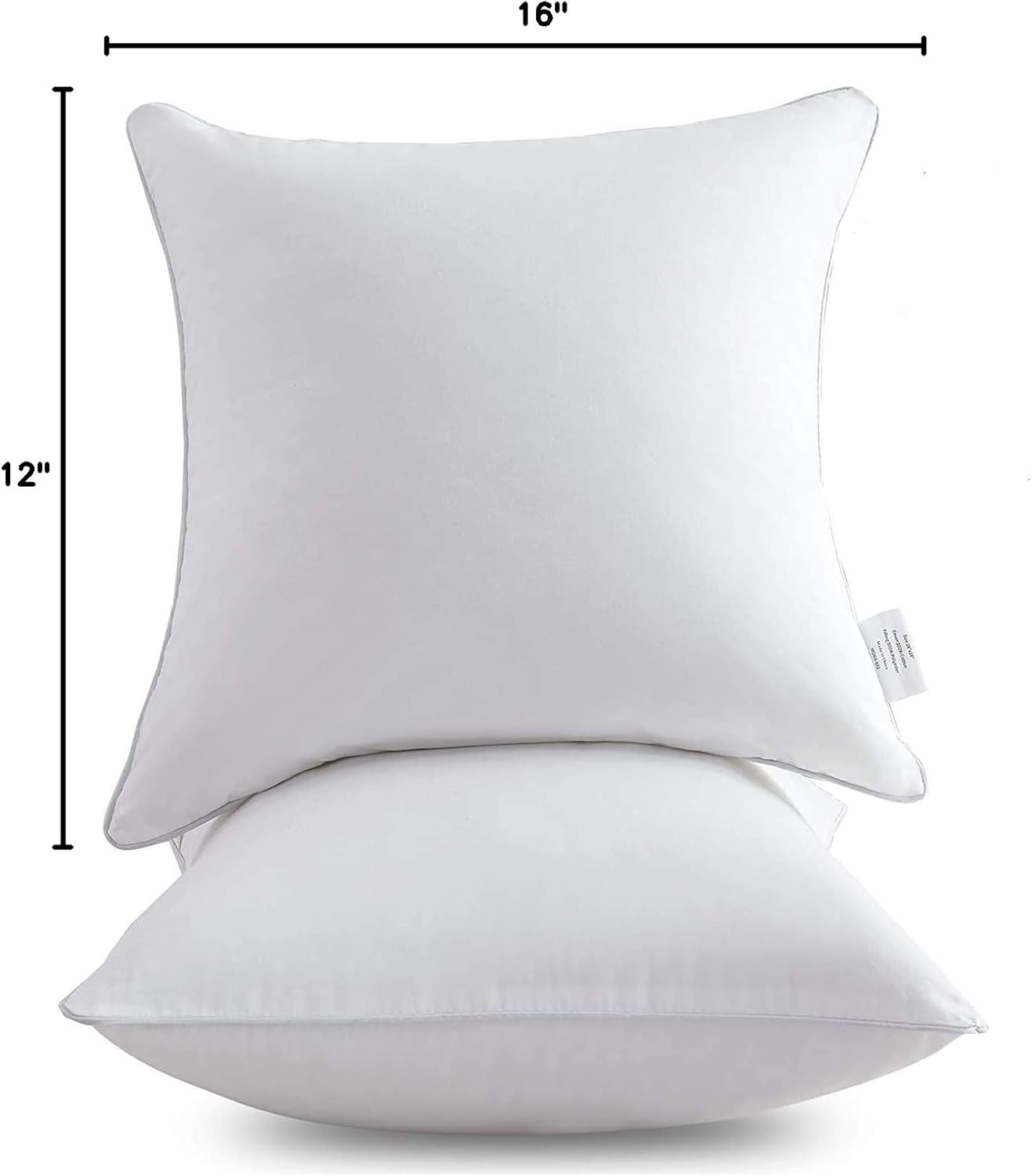 Oubonun 18"x18" Pillow Inserts (Set of 2) - Throw Pillow Inserts with 100% Cotton Cover - 18 Inch Square Interior Sofa Pillow Inserts - Decorative Pillow Insert Pair - White Couch Pillow
