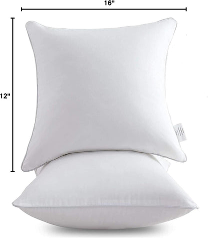 Oubonun 18"x18" Pillow Inserts (Set of 2) - Throw Pillow Inserts with 100% Cotton Cover - 18 Inch Square Interior Sofa Pillow Inserts - Decorative Pillow Insert Pair - White Couch Pillow