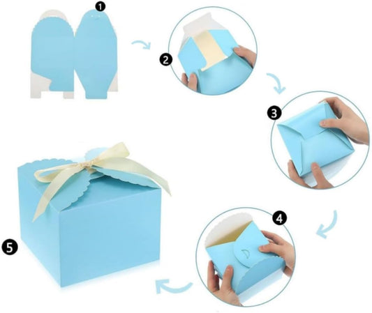 KUPOO Brown Gift Boxes 20PCS Small Premium Kraft Gift Box with Lid for Present,Cupcake Box, Bridesmaid Proposal Box, Gift Box for Birthday,Wedding, Groomsmen Proposal (4.72"X4.72"X3.54", Blue)