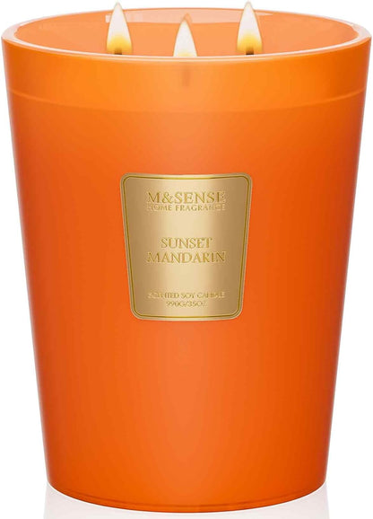 M&SENSE Jasmine Candles Highly Scented 3 Wick 35oz 150 Hours Burn Extra Large Jar Candles for Women, Natural Soy Wax Aromatherapy Candle for Stress Relief, Meditation, Yoga, Spa - Colors A