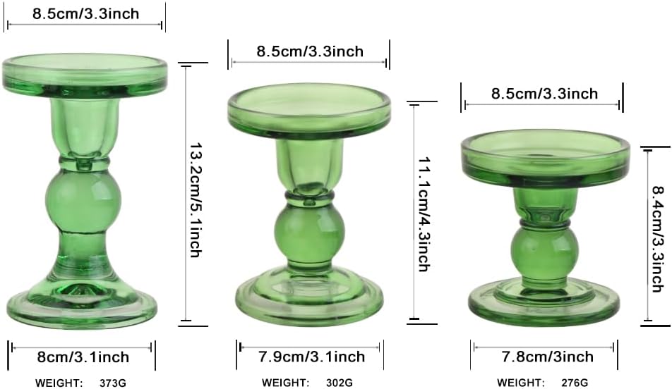 6-Piece Set of Glass Candlestick, Crystal Candlestick Holder Holder and Conical Candle, Christmas Candle Holder Decoration, Family Living Room Wedding Candle Holder (Clear 2sets)