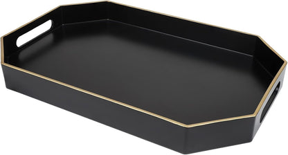 Green Decorative Tray with Handles, Versatile Serving Tray for Coffee Table, Ottoman, Ideal for Serving, Displaying, Organizing, 15.7"*10.2"*1.57"
