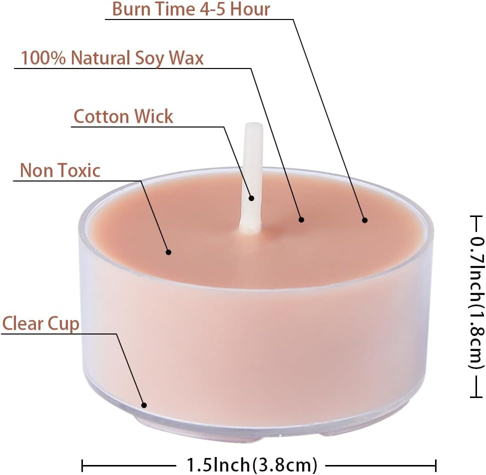 DEYBBY Natural Scented Soy Wax Tealight Candles Bulk, Romantic Rose Aromatherapy Luxury Tea Candle Set of 12-4 Hour Burn Time|Great for Valentine's Day, Birthday