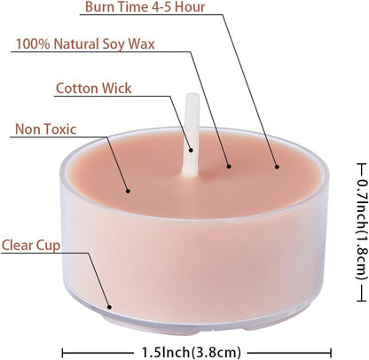 DEYBBY Natural Scented Soy Wax Tealight Candles Bulk, Romantic Rose Aromatherapy Luxury Tea Candle Set of 12-4 Hour Burn Time|Great for Valentine's Day, Birthday
