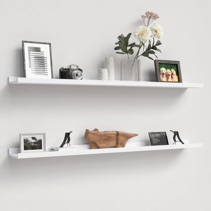 Boswillon Floating Shelves Wall Mounted Set of 2, Modern Black Wall Shelves for Storage with Lip, Display Picture Ledge Shelf for Wall Decor Bedroom Living Room Bathroom Kitchen
