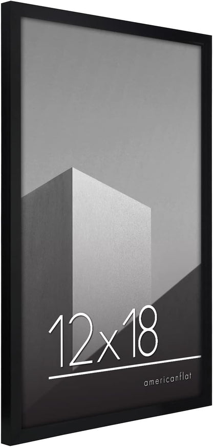 Americanflat 24x36 Poster Frame with Polished Plexiglass - Streamline Collection - Thin Border Picture Frame for Wall Display - Hanging Hardware Included - Black - Colors B