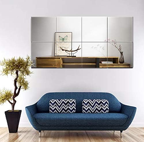 Ruomeng Home Gym Mirrors 12 Inch x 12Pcs Wall Mounted Mirror Glass Frameless Full Length Mirror Tiles for Home Gym, Bedroom, Door & Bathroom