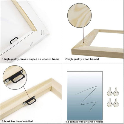 HVEST Farmhouse Floral Wall Art for Living Room, Blue and White Daisy Flower and Butterfly on Rustic Wood Board Canvas Wall Art Framed Artwork Ready to Hang for Bathroom Bedroom Decor, 16L X 12W