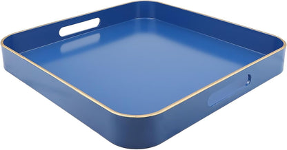 Green Decorative Tray with Handles, Versatile Serving Tray for Coffee Table, Ottoman, Ideal for Serving, Displaying, Organizing, 15.7"*10.2"*1.57"