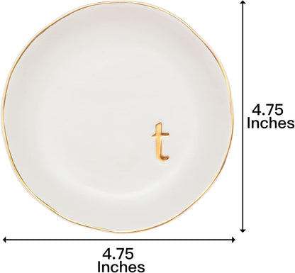 COLLECTIVE HOME - Ceramic Jewelry Tray, Decorative Trinket Dish for Rings Earrings Necklaces Bracelet Watch Keys, Birthday Mother's Day Christmas Gift for Women, 4.75", White Surface (M)