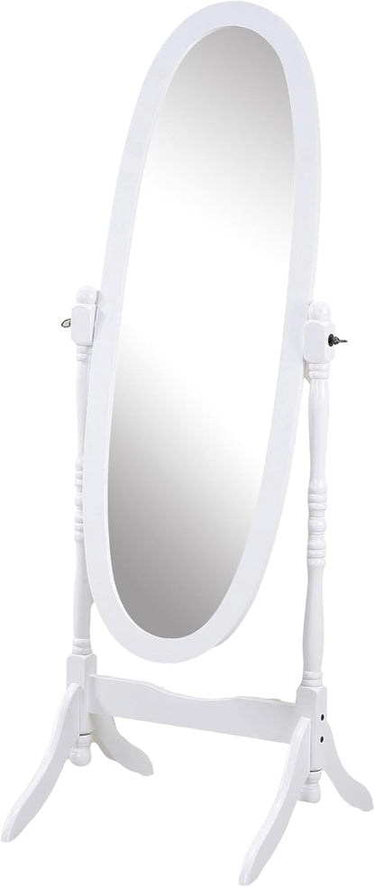 Roundhill Furniture Traditional Queen Anna Style Wood Floor Cheval Mirror, Cherry Finish