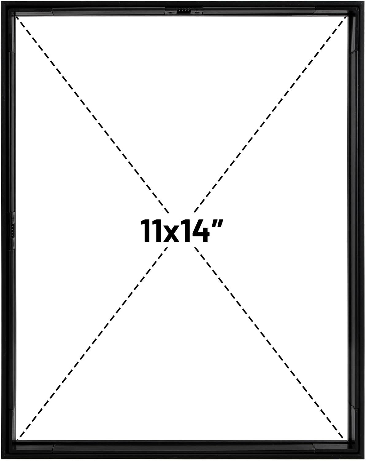 Frametory, Floating Picture Frame 12x16 - Black Aluminum Metal Photo Frame - Real Glass of Front - for Wall Mount Display