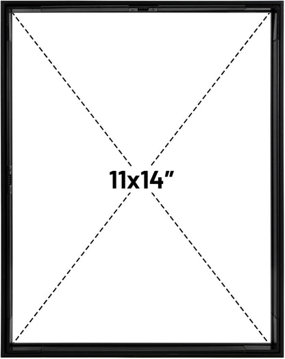 Frametory, Floating Picture Frame 12x16 - Black Aluminum Metal Photo Frame - Real Glass of Front - for Wall Mount Display