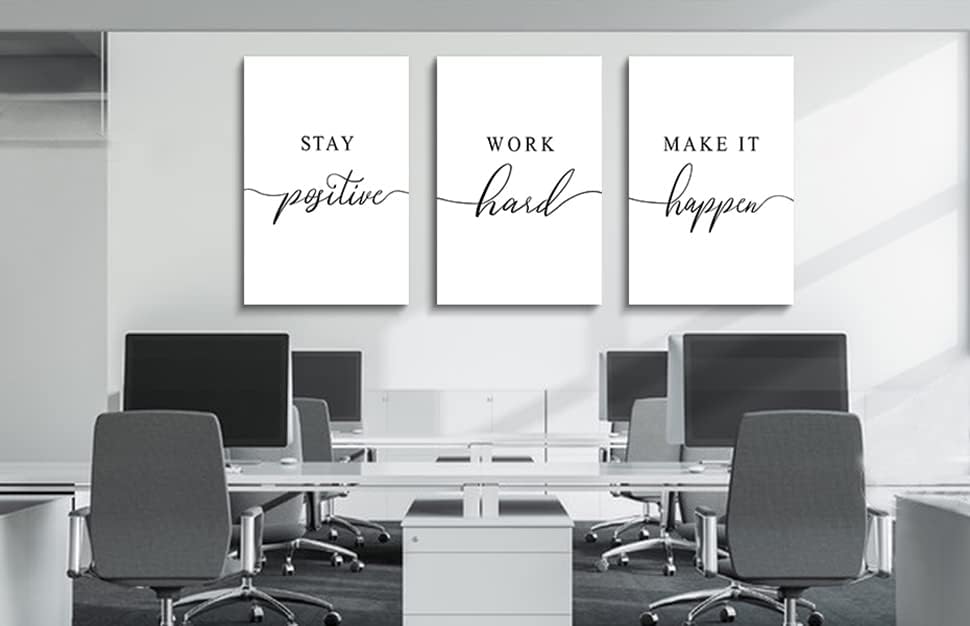 Inspirational Canvas Painting Wall Art -EPHANY ART,Mindset Quotes Prints, Success Framed Entrepreneur Poster Positive Quotes Wall Poster for Home Office Workplace (M-3pcs,12x16inchx3pcs)