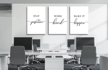 Inspirational Canvas Painting Wall Art -EPHANY ART,Mindset Quotes Prints, Success Framed Entrepreneur Poster Positive Quotes Wall Poster for Home Office Workplace (M-3pcs,12x16inchx3pcs)