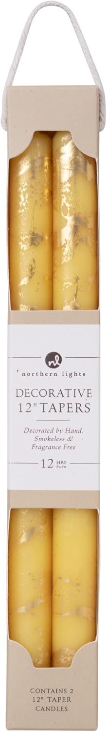 Premium Decorative Tapers - 12" 2PK - Terra Cotta w/Gold - 73301
