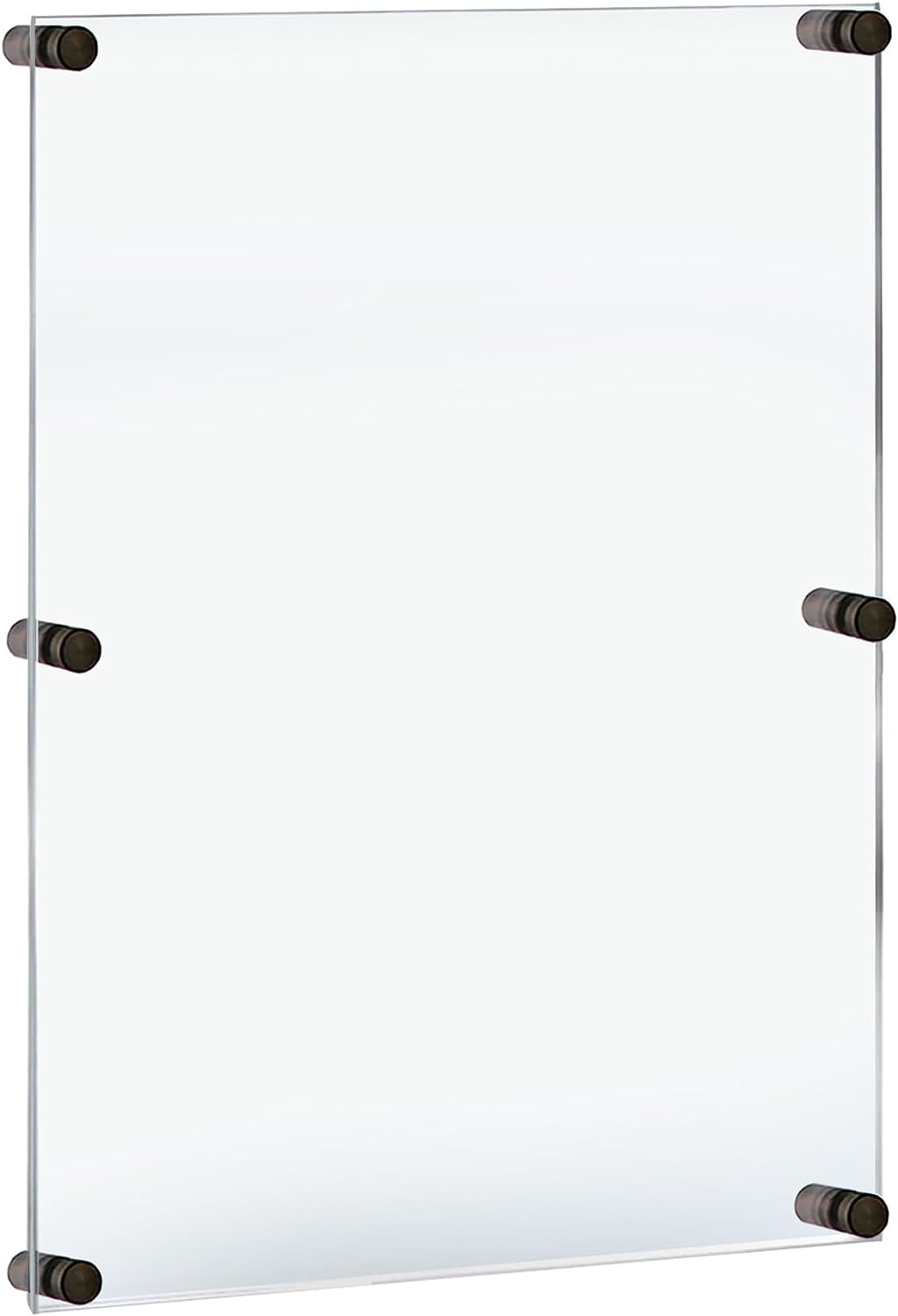 Azar Displays,105536, Floating Acrylic Wall Frame with Silver Hardware Stand Off Caps, Clear Hanging Photo Frame Display Mount with Frameless Border, Glass-Like Frame for Large Prints, 24" x 36"