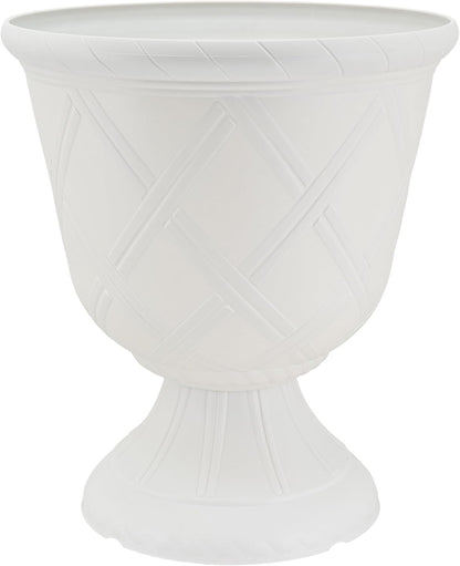 Arcadia Garden Products PL60GD Lattice Plastic Garden Urn, Classic Decorative Garden Pot Planter for Indoor and Outdoor Plants, Gold