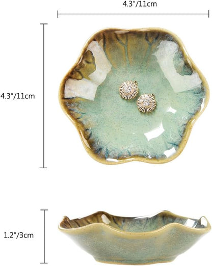 JAMEND CLXP Lotus Leaf Shape Decorative Ring Tray, Small Key Bowl, Ceramic Trinket Tray Jewelry Dish Organizing Necklace Earrings, Home Decoration for Mom Best Friend Sister, Pink.