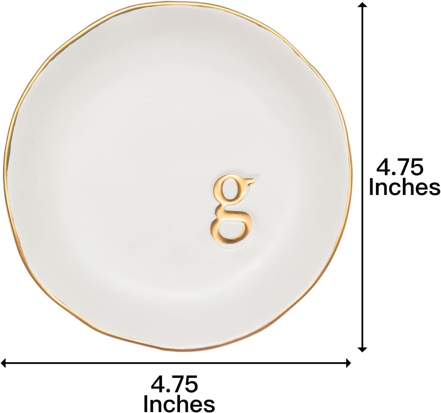 COLLECTIVE HOME - Ceramic Jewelry Tray, Decorative Trinket Dish for Rings Earrings Necklaces Bracelet Watch Keys, Birthday Mother's Day Christmas Gift for Women, 4.75", White Surface (M)