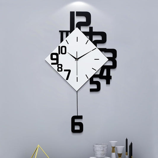 Decorative Wall Clock for Living Room Decor Large Modern Wall Clocks with Pendulum Battery Operated for Bedroom Office Kitchen Home Small Black Silent Wall Clock Non Ticking 11.8*22.4 Inch