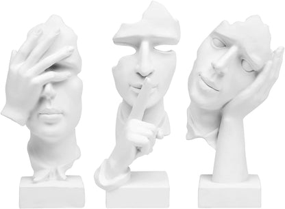3 Pcs Thinker Statue,Modern Home Resin Sculptures,Collectible Figurines for Home Office Bookshelf Desktop Decor(Black)