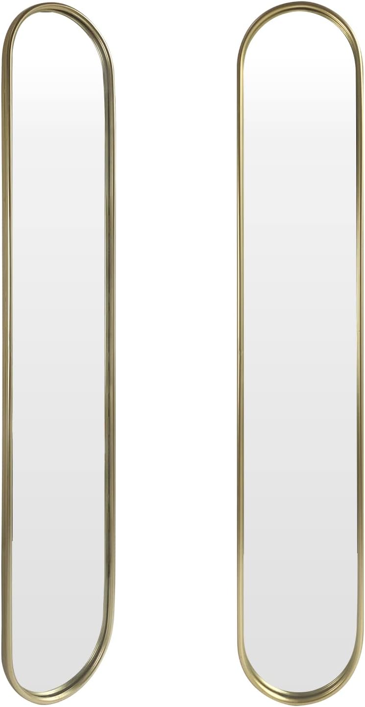 OUSHUAI Gold Tall Mirror,Narrow Capsule Long Mirrors with Metal Frame for Entryway,Hallway,Living Room 44"X8" (3pcs)
