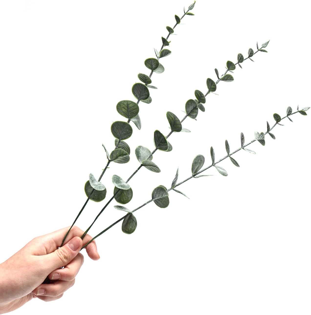 Fake Plants, 20Pcs Eucalyptus Stems Artificial Flowers, Fake Eucalyptus Leaves Stems, Plastic Grey Green Touch Leaf Branches for Home Office Flowers Bouquet Centerpiece Wedding Decoration
