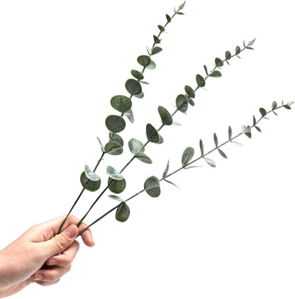 Fake Plants, 20Pcs Eucalyptus Stems Artificial Flowers, Fake Eucalyptus Leaves Stems, Plastic Grey Green Touch Leaf Branches for Home Office Flowers Bouquet Centerpiece Wedding Decoration