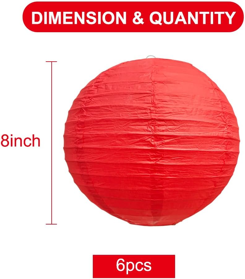 BEISHIDA 10Pcs White Paper Lanterns Decorative Chinese/Japanese Hanging Round Paper Lanterns Lamp for Birthday, Wedding, Christmas, Bridal, Home Decor, Party Decoration(Size of 4”, 6”, 8”, 10”)