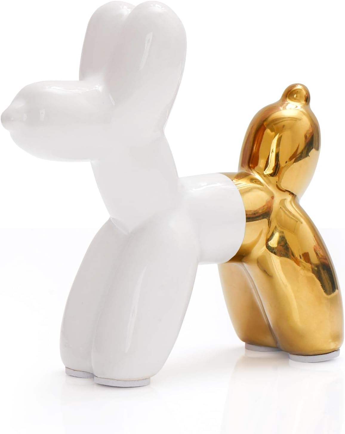 Notakia Cute Ceramics Balloon Dog Statue Crafts Gold Living Room Desktop Decorations,Handmade Modern Small Ceramic Animal Statue Ornament Gold Home Decor Accents