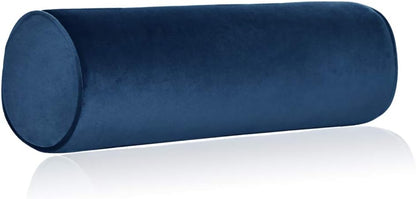 Tinbolunce Memory Foam Roll Pillow for Knee/Leg/Neck - Full Moon Bolster/Round Cylinder Pillow for Sleeping on Side or Back - Removable Cooling Cover Length 18" x 6" Diameter (Navy Blue)