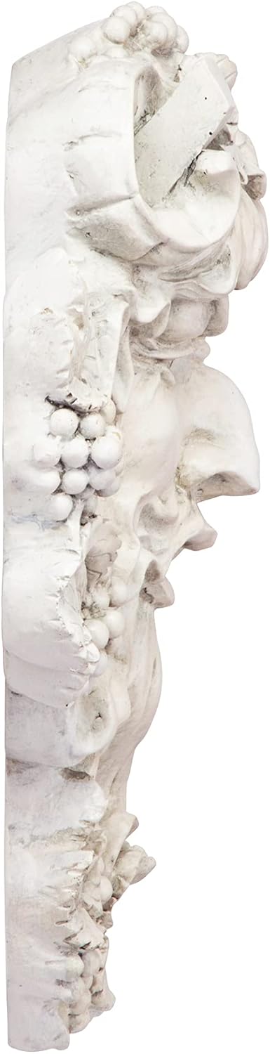 Design Toscano Bacchus, Grape Harvest Wine Greek Greenman Face Wall Sculpture, Medium, 12 inches tall, Cast Stone Resin, Antique Stone Finish