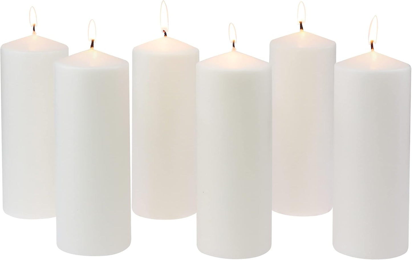 Stonebriar Unscented White Tall Pillar Candles, 65 Hour Burning Candle Pillars, Perfect for Decor, Weddings, Emergencies 3" X 6", 6 count