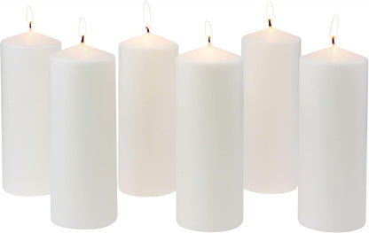Stonebriar Unscented White Tall Pillar Candles, 65 Hour Burning Candle Pillars, Perfect for Decor, Weddings, Emergencies 3" X 6", 6 count