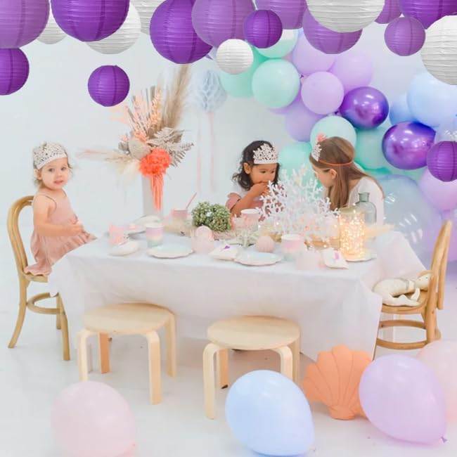 BEISHIDA 10Pcs White Paper Lanterns Decorative Chinese/Japanese Hanging Round Paper Lanterns Lamp for Birthday, Wedding, Christmas, Bridal, Home Decor, Party Decoration(Size of 4”, 6”, 8”, 10”)