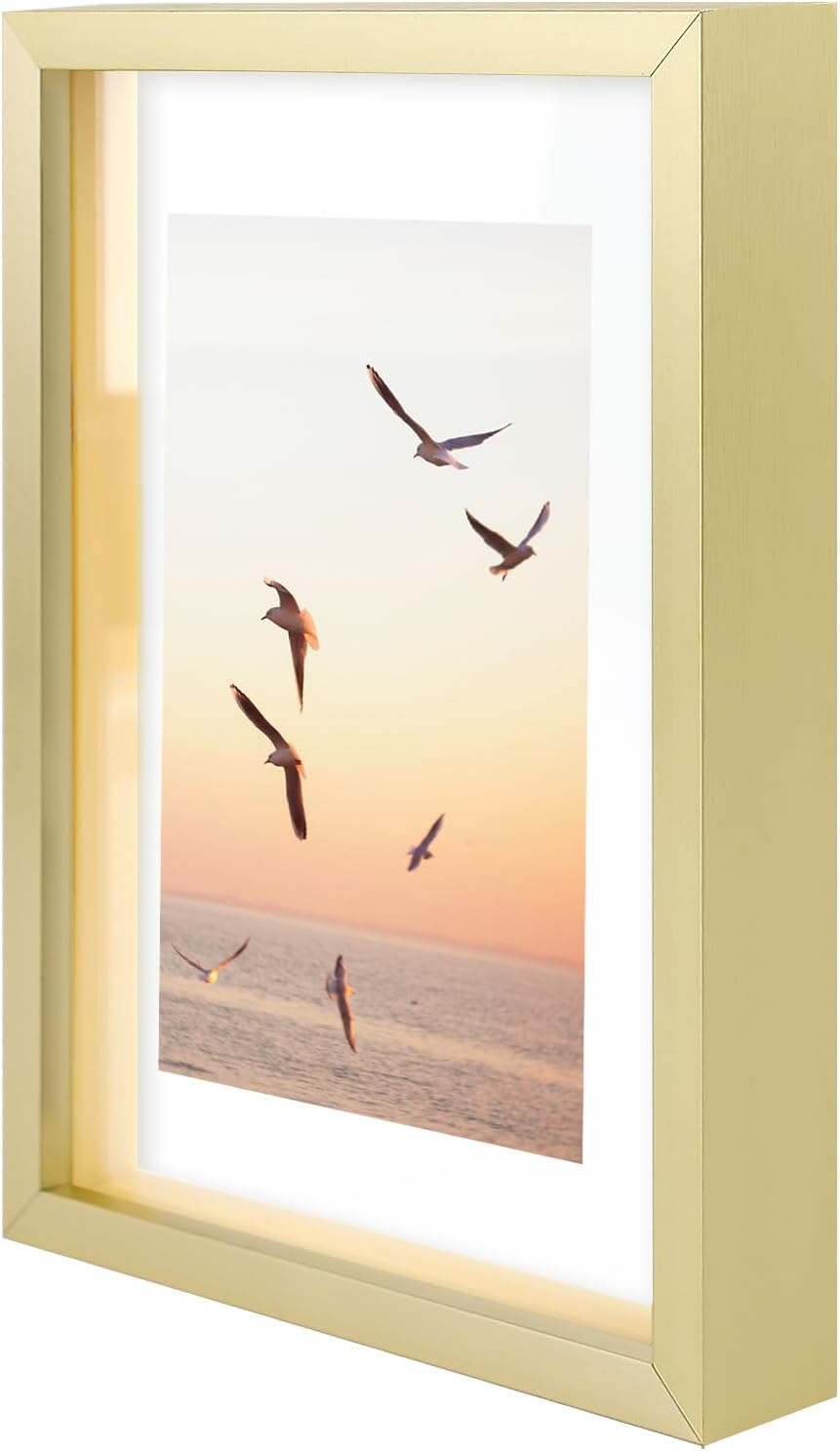 Frametory, Floating Picture Frame 12x16 - Black Aluminum Metal Photo Frame - Real Glass of Front - for Wall Mount Display