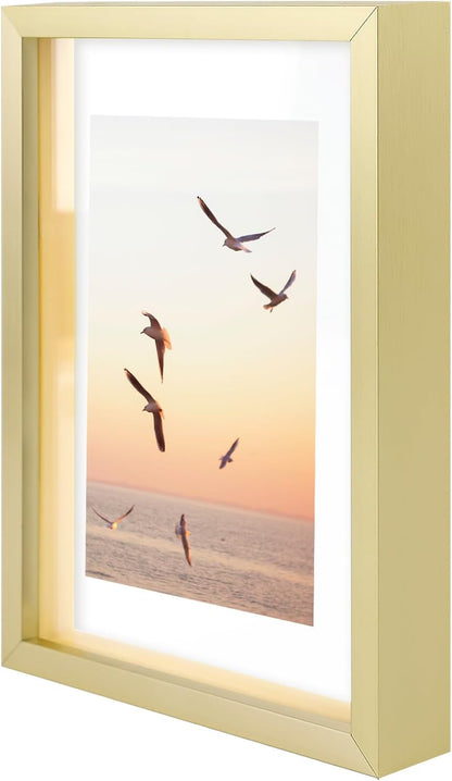 Frametory, Floating Picture Frame 12x16 - Black Aluminum Metal Photo Frame - Real Glass of Front - for Wall Mount Display