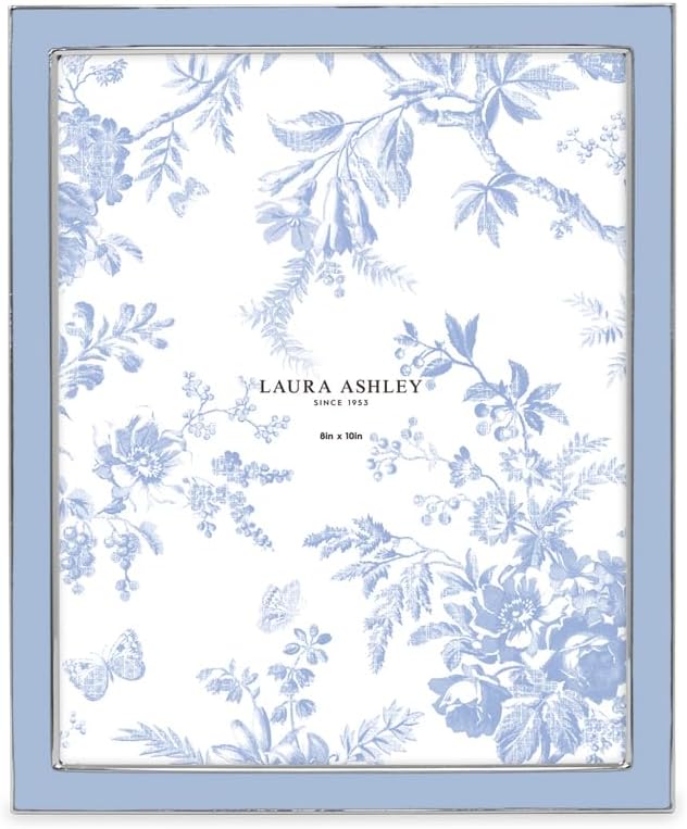 Laura Ashley 5x7 Navy Enamel Picture Frame, Gold Metal Edge with Easel, for Countertop, Counterspace, Tabletop Display, Bookshelf, Desk, Wall Décor, Photo Gallery (5x7, Navy W/Gold)